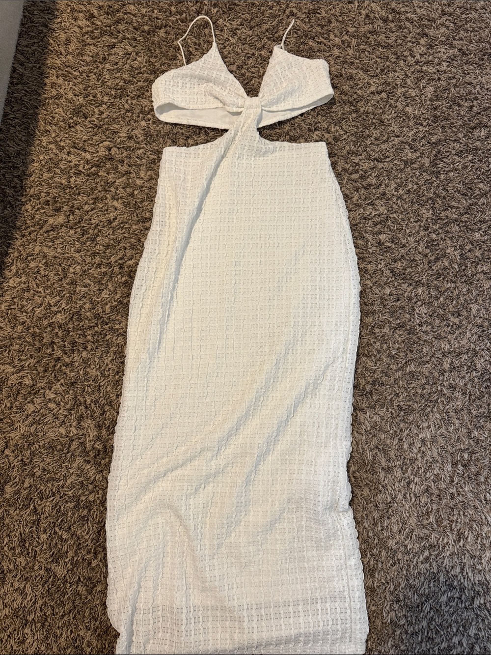 White Cutout Maxi Dress with Tie Front